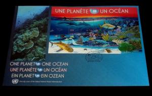 U.N. 2010, GENEVA,1 PLANET 1 OCEAN, SHEET/4 ON OVER SIZED COVER,FDC NICE! LQQK!