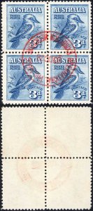 Australia SGMS106a 3d Block (no margins) Exhibition Pmk 30th Oct 1928