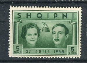 ALBANIA; 1938 early Royal Wedding issue Mint hinged 5q. value