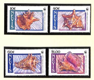 Nevis WWF World Wild Fund for Nature MNH stamps Queen Conch sea shells