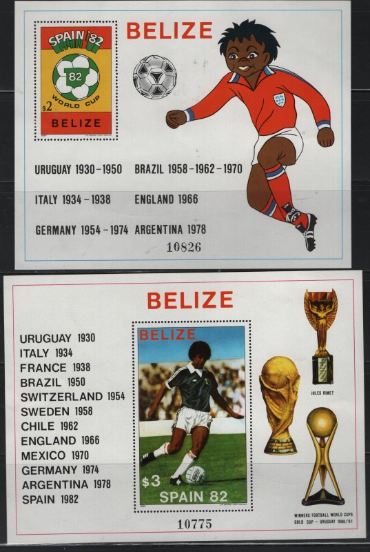 BELIZE  607-608, SOUVENIR SHEETS, HINGED,1981 World cup soccer