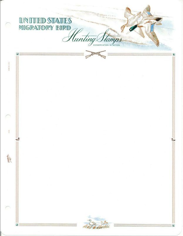 WHITE ACE US Migratory Bird / Duck Blank Pages - Package of 10 Pages