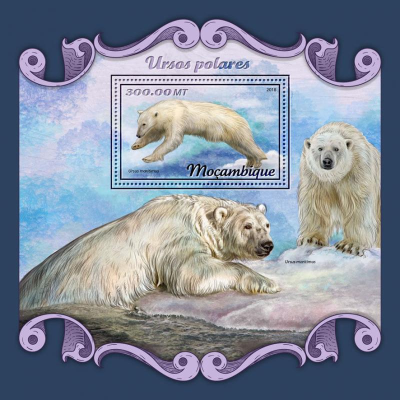 Z08 IMPERF MOZ18118b Mozambique 2018 Polar Bears MNH ** Postfrisch
