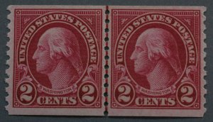 United States #599 One Cent Washington Coil Line Pair MNH