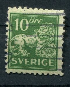 Sweden Sc#131 Used, 10o grn, Standing Lion (1921)