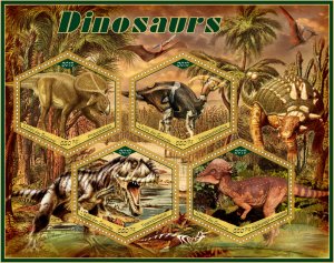 Stamps. Fauna. Dinosaurs  2019 year 1+1 sheets perforated