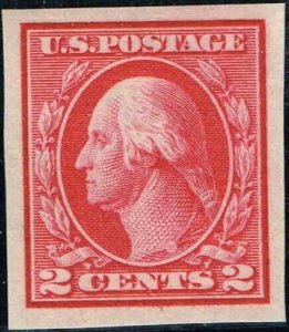 1912 2c George Washington, Imperforate, Carmine Scott 409 Mint F/VF LH