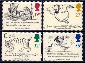 Great Britain 1988 Edward Lear Illustrations Complete Mint MNH Set SC 1226-1229