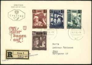 Austria 1951 Mi960-3 Reconstruction FDC First Day Ersttagsbrief Cover 35399