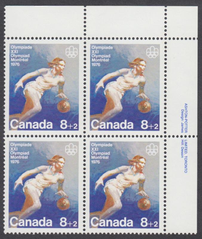 Canada - #B10 Semi Postal Olympic Team Sports Plate Block - MNH