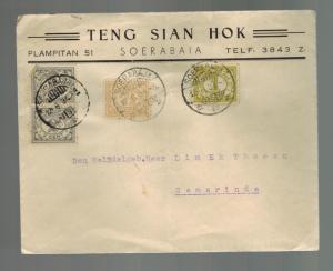 1934 Soerabaia Netherlands Indies Cover to Samarinda Esperanto Teng Sian Hok