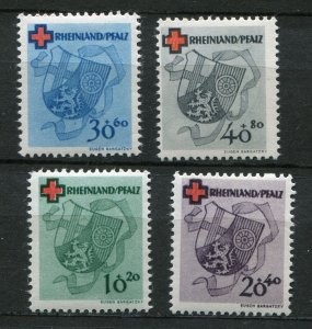 GERMANY FRENCH OCCUPATION RHINE PALATINATE 1949 RED CROSS 6NB3-6NB6 PERFECT MNH