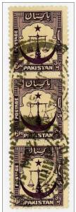 Pakistan 1948 Scott 25 strip of 3 used - Scale Star Crescent