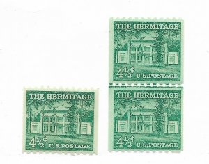 U.S. #1059 Hermitage 4 1/2 Cent Single and Joint Line Pair F-VF MNH C.V. $15.50