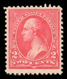 US Sc 267 Mint NO GUM - 1895 2¢ Washington, Type III, Double Line Wmk