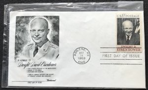 US #1383 FDC Fleetwood Dwight David Eisenhower SCV $1.00 L32