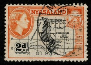 NYASALAND SG176 1953 2d BLACK & YELLOW-ORANGE FINE USED