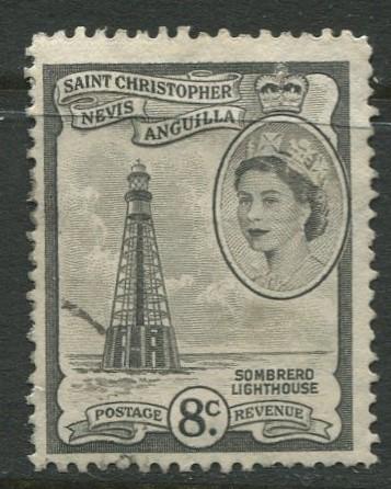 St. KITTS-NEVIS - Scott 127 - QEII Definitives -1954 - FU - Single 8c Stamp