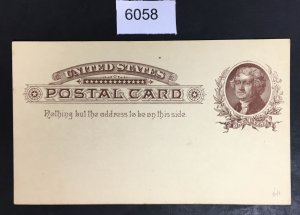 US STAMPS # UX8 UNUSED POST CARD CAT. $55 LOT #6058