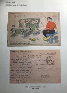 1945 British Army PO Active Service Netherlands Postcard Cover To London England