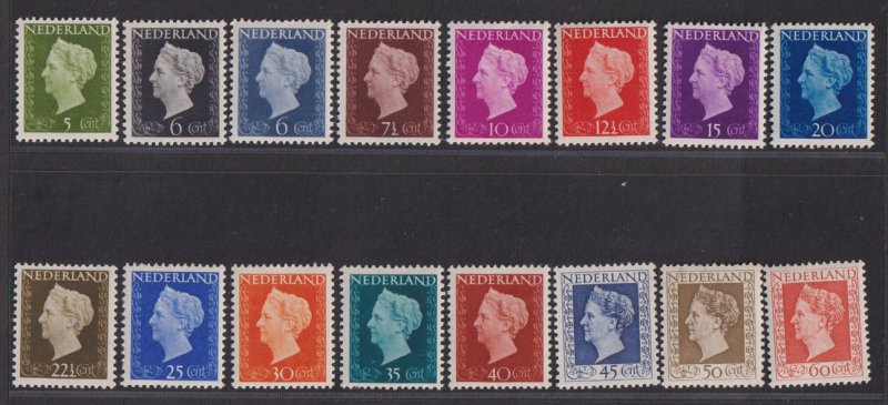 Netherlands #286-300,301 MNH 1947-48 Wilhelmina complete set