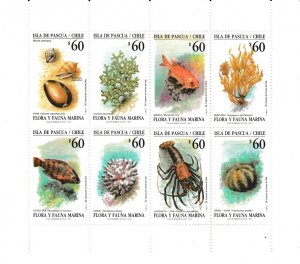Chile # 1010, Marine Life,Sheet of 8 Different, Mint NH, 1/2 Cat.