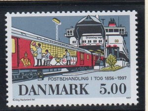 Denmark  Scott  1077 1997 End of Railway Post Offices stamp mint NH