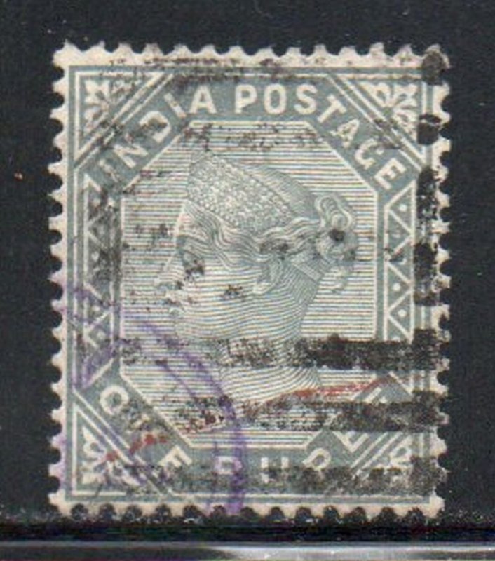 India Sc 46 1882 1 rupee gray  Victoria stamp used