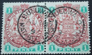 Rhodesia 1896 One Penny pair with BULUWAYO Matabeleland (SC) postmark