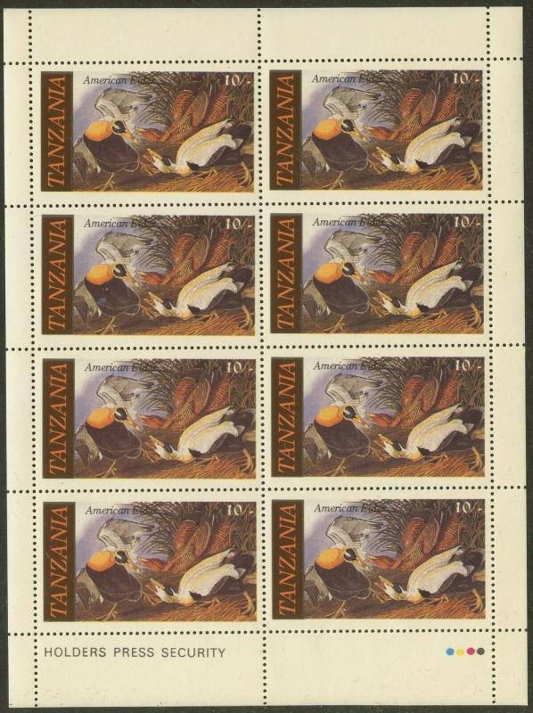 TANZANIA Sc#306-309 1986 Audubon Birds M/S of Eight Each Complete Set MNH