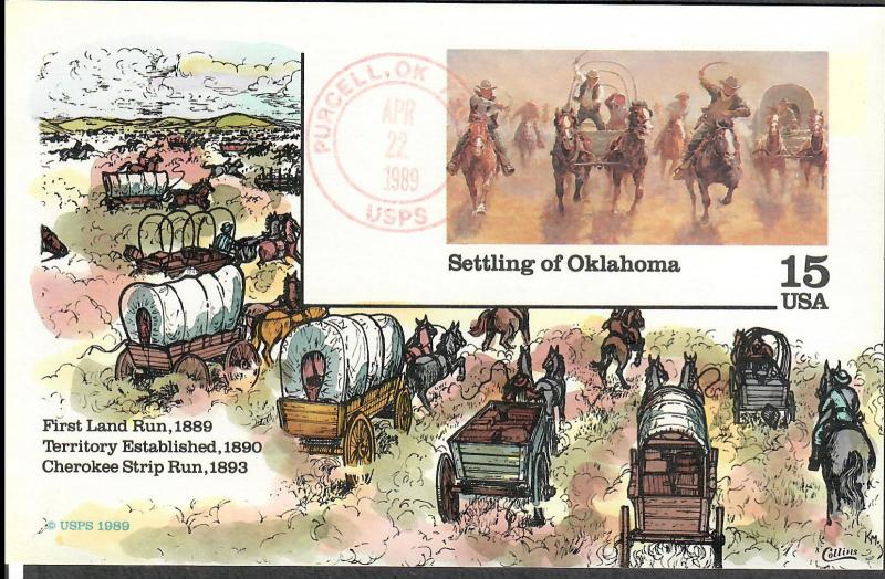 US Collins FDC SC#UX130 Settling Of Oklahoma