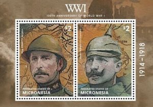 Micronesia 2014 - World War l Soldiers - Souvenir Stamp Sheet Scott #1052 - MNH