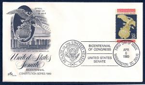 UNITED STATES FDC 25¢ Senate 1989 ArtCraft