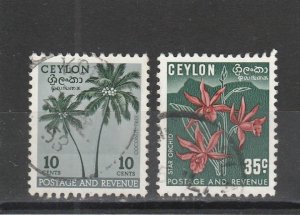 Ceylon  Scott#  313-314  Used  (1951-2 Flora)