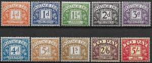 1955-57 Gran Bretagna segnatasse 10v MNH Unif n. 43/52