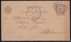 Hungary - Oct 29, 1898 Domestic Post Card