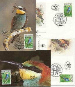 Austria 4 FDC/cards WWF/Birds 1988