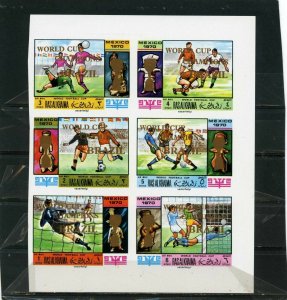 RAS AL KHAIMA 1970 SOCCER WORLD CUP MEXICO SHEET OF 6 STAMPS IMPERF. O/P MNH