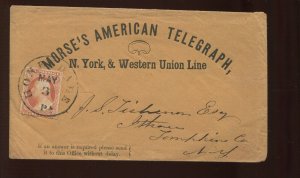 11 Used on Morse's American Telegraph N. York & Western Union  Line Cover LV6793