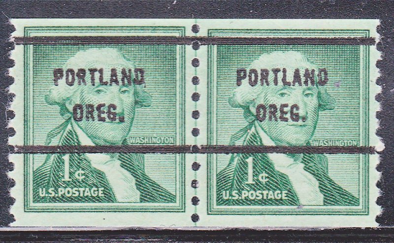 Precancel - Portland, OR PSS 1054-71 Coil Line Pair - No Gum