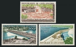 Ivory Coast C14-C16, MNH. Mi 207-209. Air 1959. Lapalud Place, Bridge,Ayame Dam.