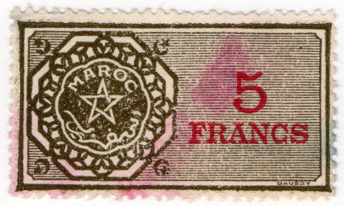 (I.B) France Colonial Revenue : Morocco Duty 5Fr