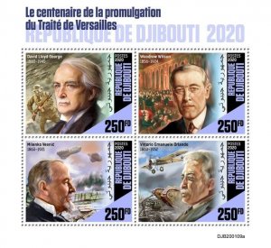 Djibouti 2020 - World War l - Treaty of Versailles - Sheet of 4 Stamps - MNH