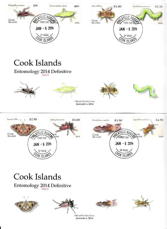 Cook Islands 2014 MNH Entomology Definitive Pt 2 12v Set 3 Covers Butterflies