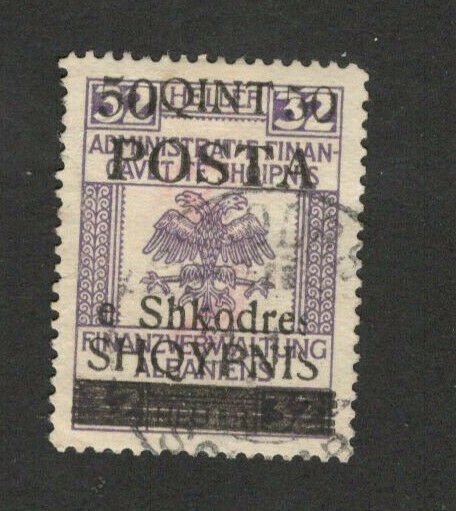  ALBANIA  AUSTRIA  - USED OVERPRINT STAMP - 50 qint / 32 helera - 1919.