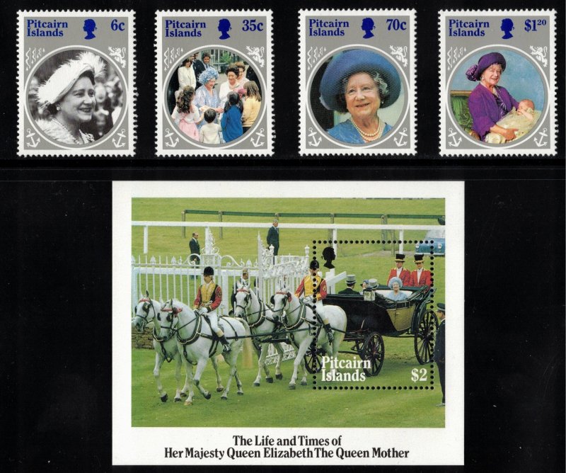 PITCAIRN ISLANDS 1985 Queen Mother 85th Birthday; Scott 253-57; MNH