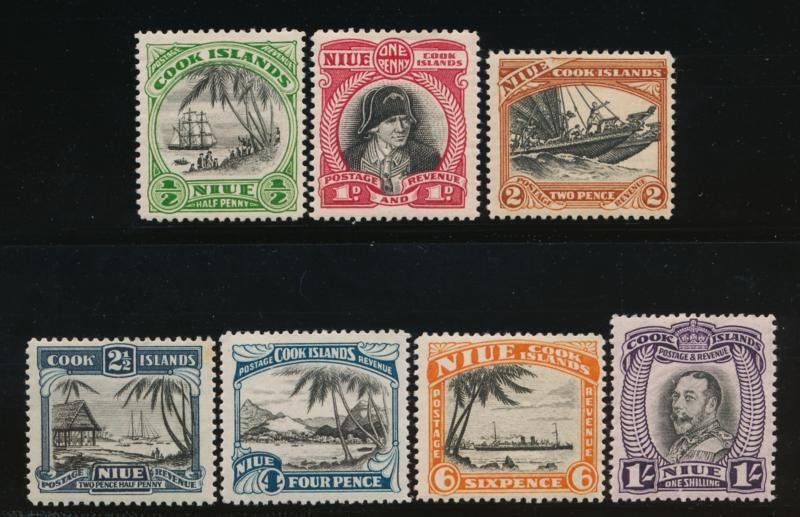 NIUE 53-59 MINT F-VF HINGED, SHIP KGV 