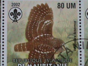 ​MAURITANIA-2003 BEAUTIFUL LOVELY OWLS WITH SCOUT LOCO-SHEET VF-FANCY CANCEL