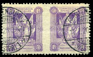 Marienwerder #8var (Mi. 8um) Cat€250, 1920 50pf violet, horizontal pair imp...