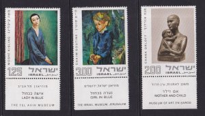 Israel   #537-539  MNH 1974  art works with tab